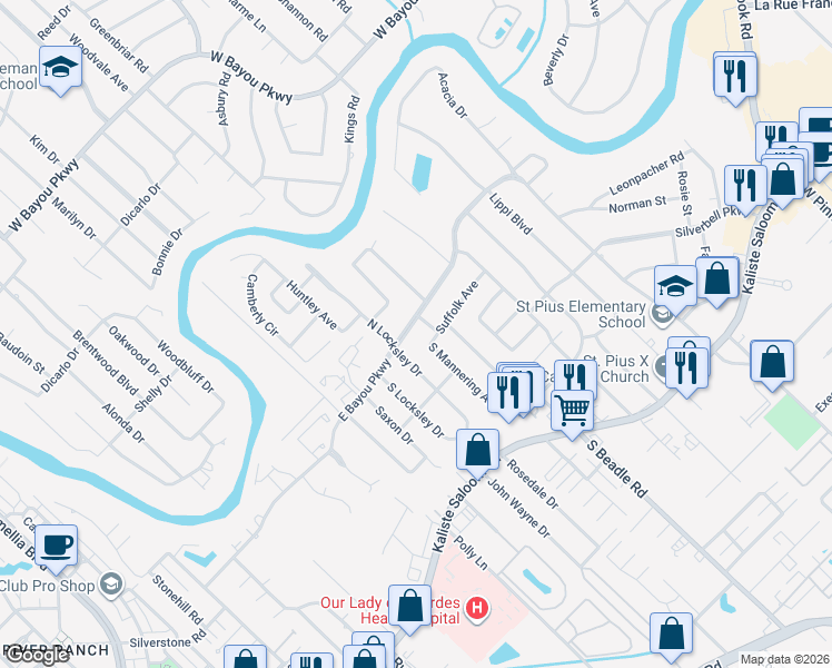 map of restaurants, bars, coffee shops, grocery stores, and more near 101 South Mannering Avenue in Lafayette