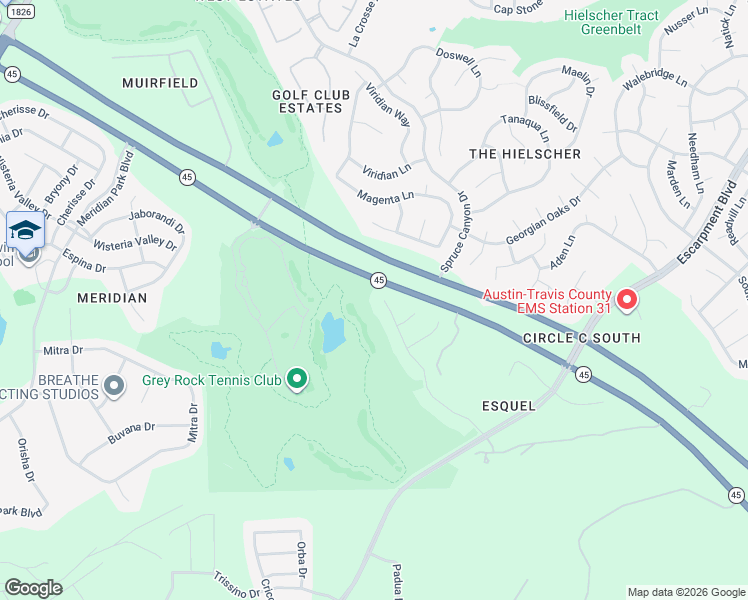 map of restaurants, bars, coffee shops, grocery stores, and more near 7029 Estana Lane in Austin