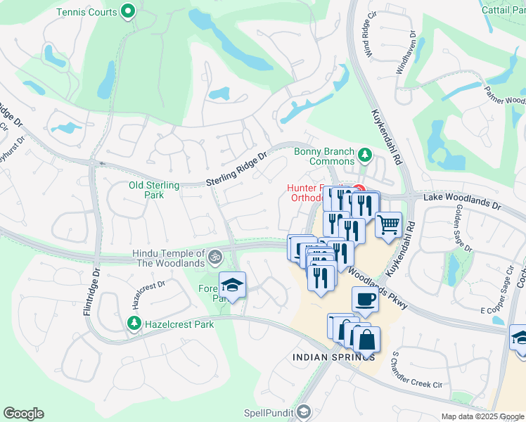 map of restaurants, bars, coffee shops, grocery stores, and more near 27 Galway Place in Spring