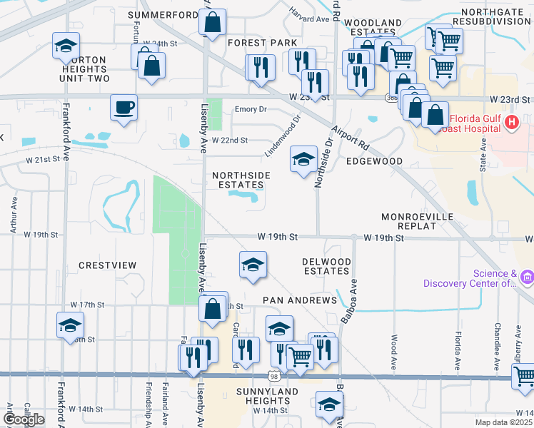 map of restaurants, bars, coffee shops, grocery stores, and more near 1302 19th Street in Panama City