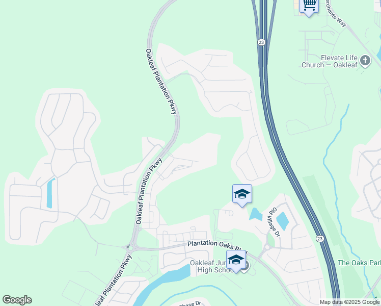 map of restaurants, bars, coffee shops, grocery stores, and more near 573 Oakleaf Plantation Parkway in Orange Park