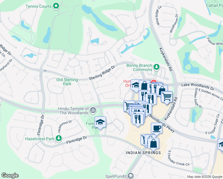 map of restaurants, bars, coffee shops, grocery stores, and more near 14 Galway Place in Spring