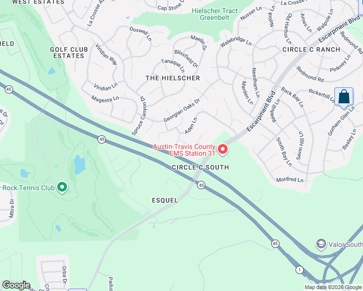 map of restaurants, bars, coffee shops, grocery stores, and more near 11512 Alberta Drive in Austin