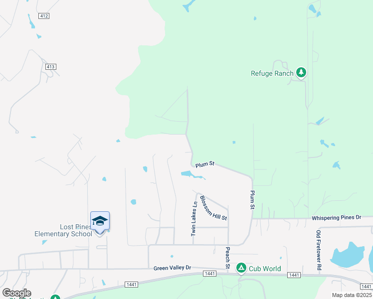 map of restaurants, bars, coffee shops, grocery stores, and more near 381 Plum Street in Bastrop