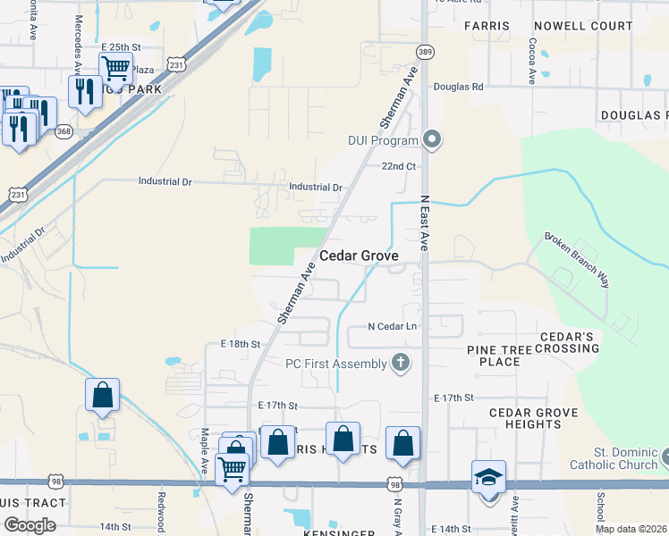 map of restaurants, bars, coffee shops, grocery stores, and more near 2114 Sherman Avenue in Panama City