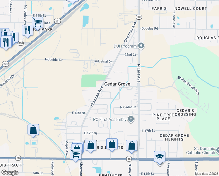map of restaurants, bars, coffee shops, grocery stores, and more near 2114 Sherman Avenue in Panama City