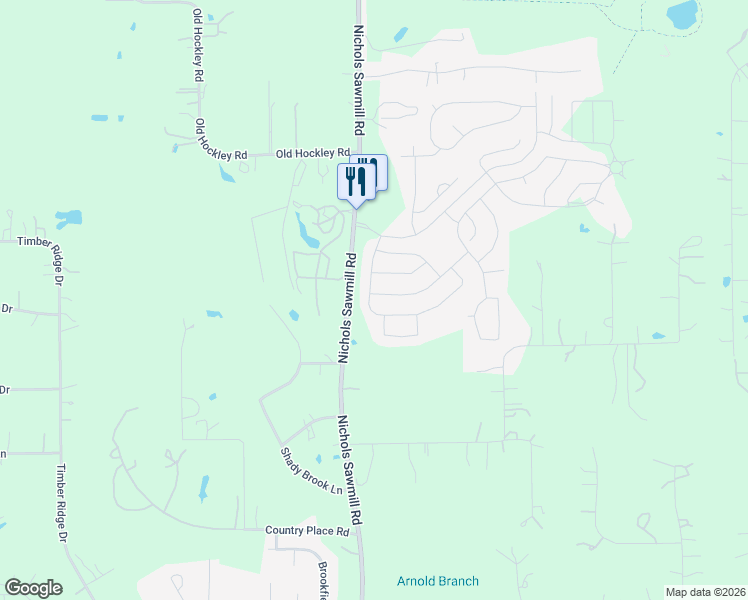map of restaurants, bars, coffee shops, grocery stores, and more near 30219 Saw Oaks Drive in Magnolia