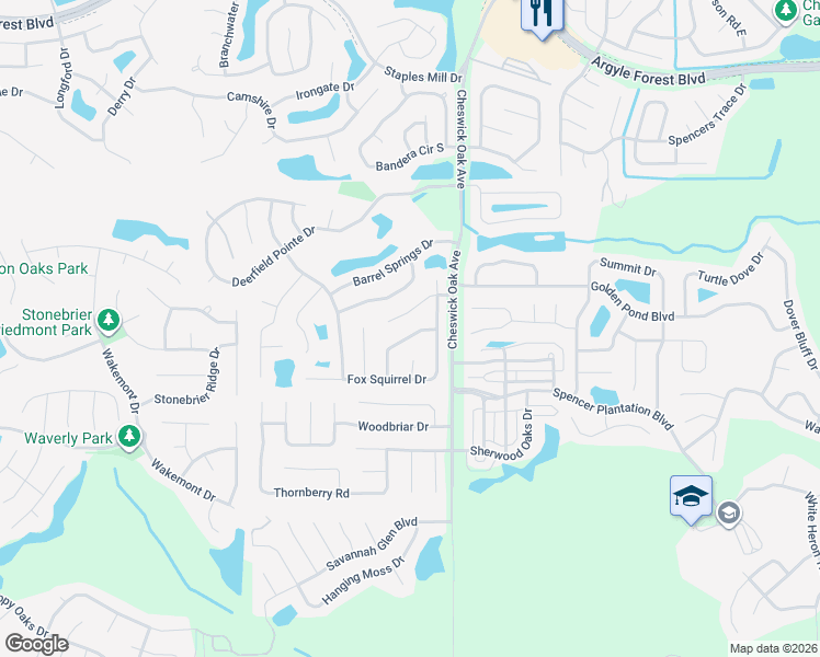 map of restaurants, bars, coffee shops, grocery stores, and more near 3122 Fox Squirrel Drive in Orange Park