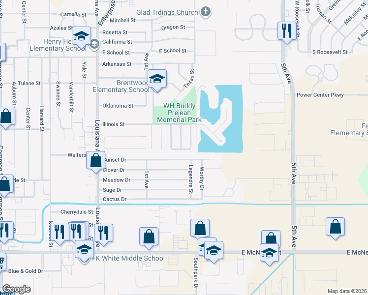 map of restaurants, bars, coffee shops, grocery stores, and more near 4033 Fourden Ln in Lake Charles