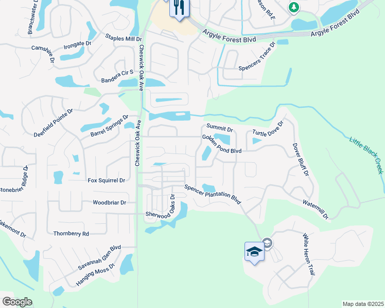 map of restaurants, bars, coffee shops, grocery stores, and more near 530 Summit Drive in Orange Park