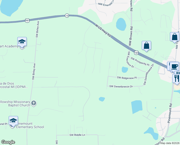 map of restaurants, bars, coffee shops, grocery stores, and more near 364 Southwest Fieldstone Court in Lake City