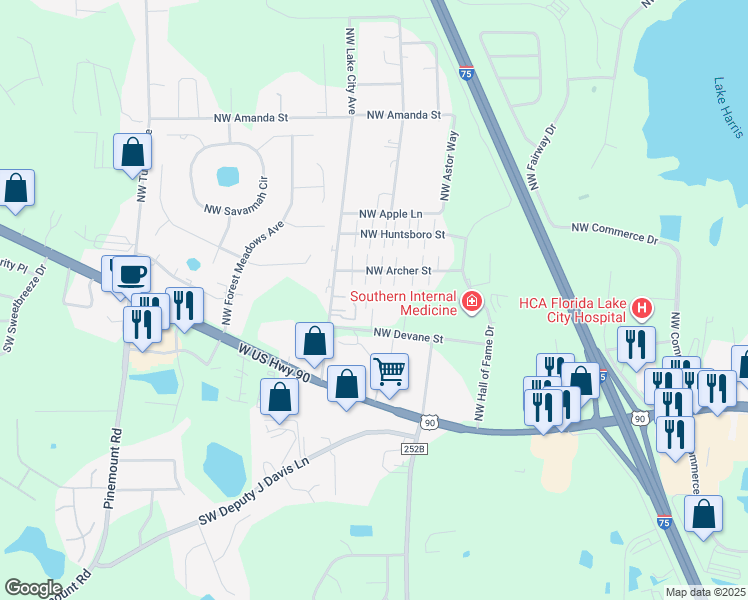 map of restaurants, bars, coffee shops, grocery stores, and more near 335 Northwest Christian Court in Lake City