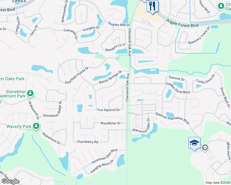 map of restaurants, bars, coffee shops, grocery stores, and more near 3427 Bristol Bridge Road in Orange Park