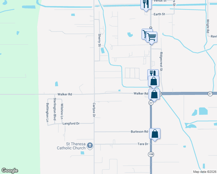 map of restaurants, bars, coffee shops, grocery stores, and more near 4431 Carlyss Dr in Sulphur