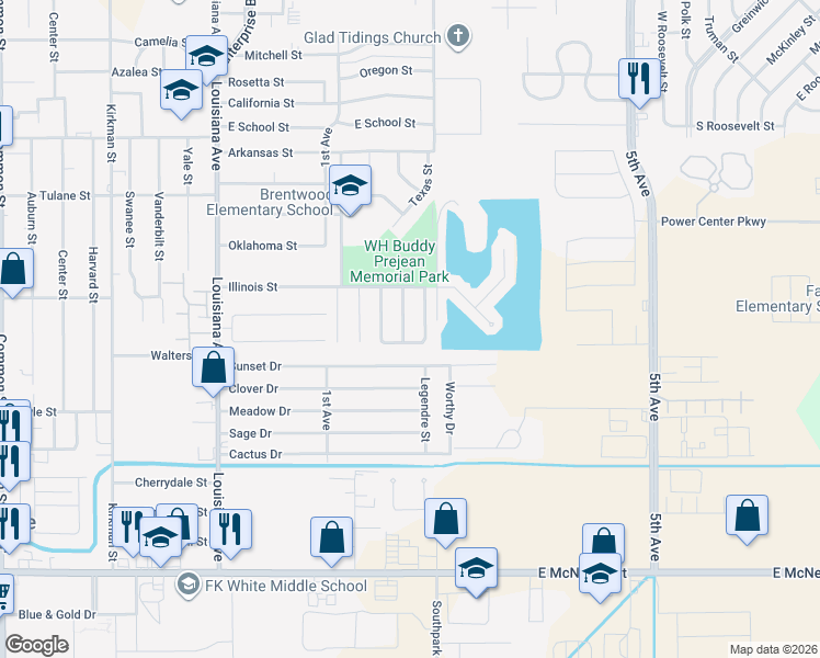map of restaurants, bars, coffee shops, grocery stores, and more near 4033 Fourden Ln in Lake Charles