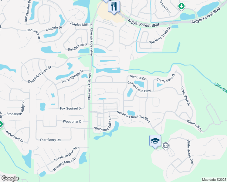 map of restaurants, bars, coffee shops, grocery stores, and more near 635 Buckingham Court in Orange Park