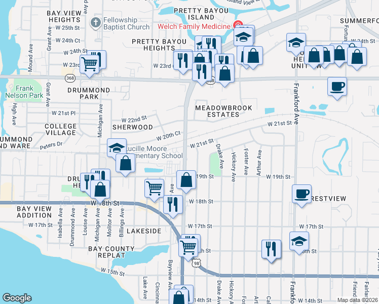 map of restaurants, bars, coffee shops, grocery stores, and more near 2002 Beck Avenue in Panama City