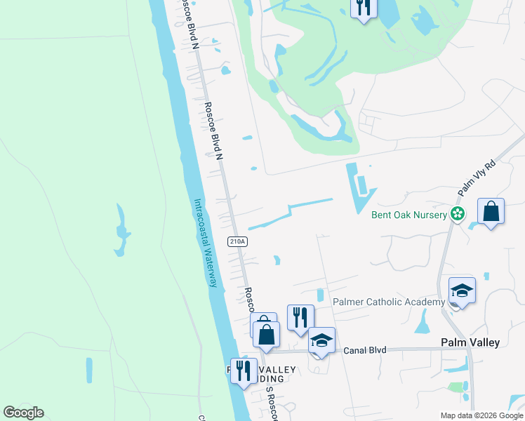map of restaurants, bars, coffee shops, grocery stores, and more near 54 Roscoe Boulevard North in Ponte Vedra Beach