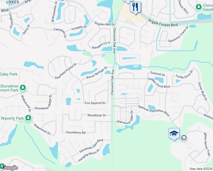 map of restaurants, bars, coffee shops, grocery stores, and more near 3122 Fox Squirrel Drive in Orange Park