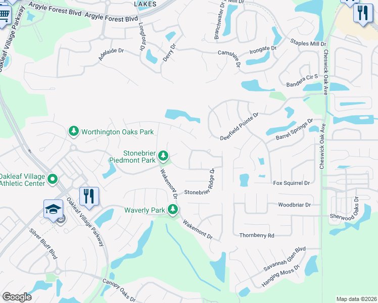 map of restaurants, bars, coffee shops, grocery stores, and more near 354 Hollygate Lane in Orange Park