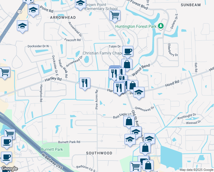 map of restaurants, bars, coffee shops, grocery stores, and more near 10551 Autumn Trace Road in Jacksonville
