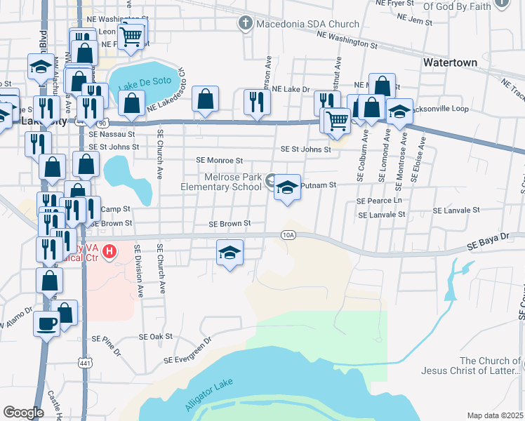 map of restaurants, bars, coffee shops, grocery stores, and more near 416 Southeast Ermine Avenue in Lake City