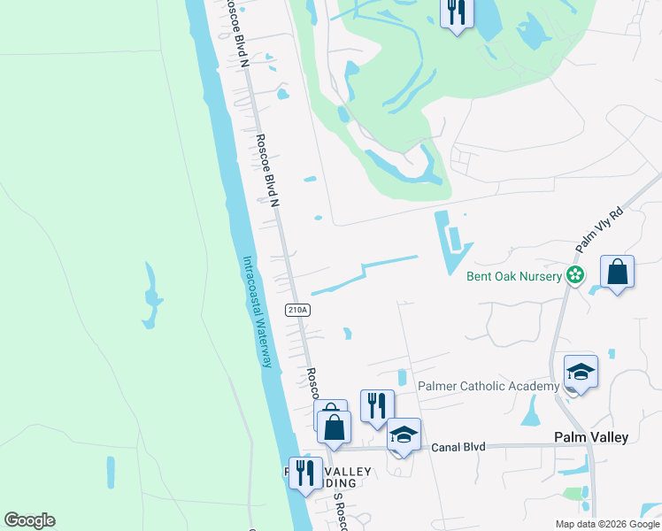 map of restaurants, bars, coffee shops, grocery stores, and more near 54 Roscoe Boulevard North in Ponte Vedra Beach