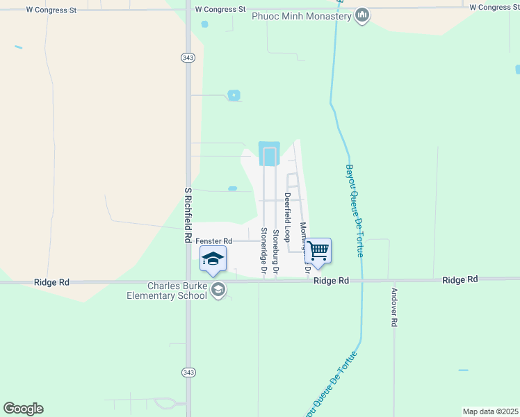 map of restaurants, bars, coffee shops, grocery stores, and more near 213 Stoneridge Dr in Duson