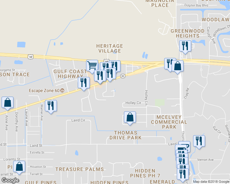 map of restaurants, bars, coffee shops, grocery stores, and more near 2164 Sterling Cove Boulevard in Panama City