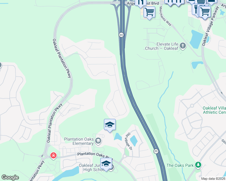 map of restaurants, bars, coffee shops, grocery stores, and more near 4232 Arbor Mill Circle in Orange Park