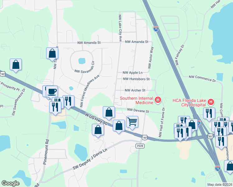 map of restaurants, bars, coffee shops, grocery stores, and more near 371 Northwest Lake City Avenue in Lake City