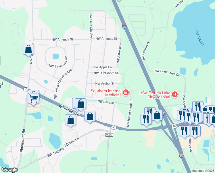 map of restaurants, bars, coffee shops, grocery stores, and more near 3738 Northwest Archer Street in Lake City