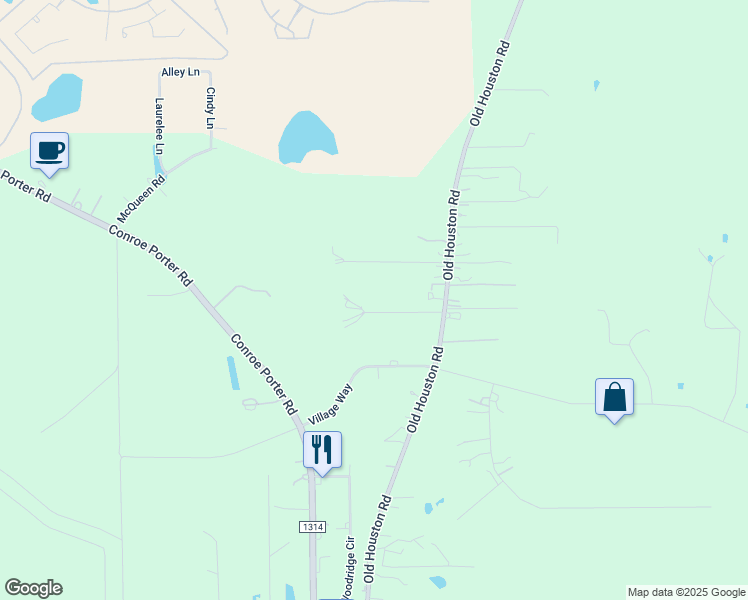 map of restaurants, bars, coffee shops, grocery stores, and more near 16924 Young Sam Road in Conroe