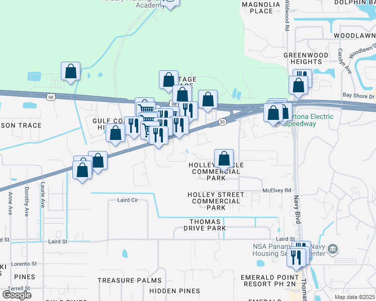 map of restaurants, bars, coffee shops, grocery stores, and more near 2108 Sterling Cove Boulevard in Panama City