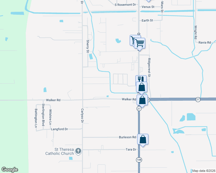 map of restaurants, bars, coffee shops, grocery stores, and more near 4431 Carlyss Drive in Sulphur