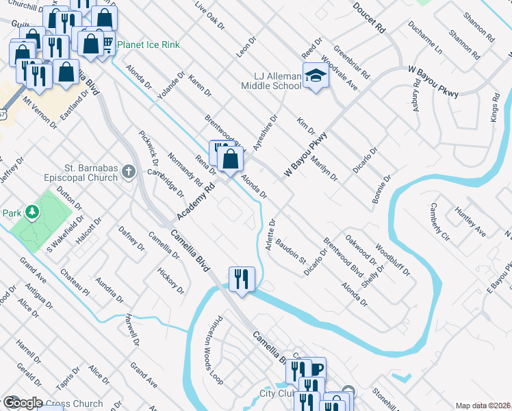 map of restaurants, bars, coffee shops, grocery stores, and more near 467 Rena Drive in Lafayette
