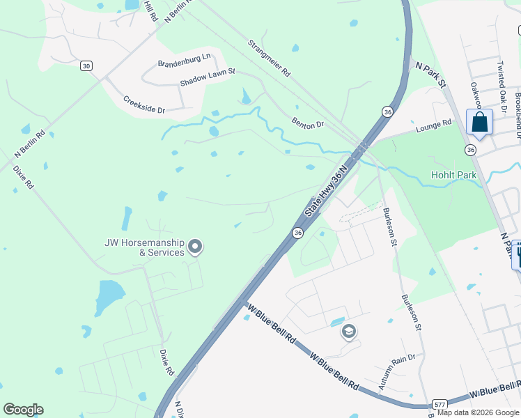 map of restaurants, bars, coffee shops, grocery stores, and more near 2650 Zientek Lane in Brenham