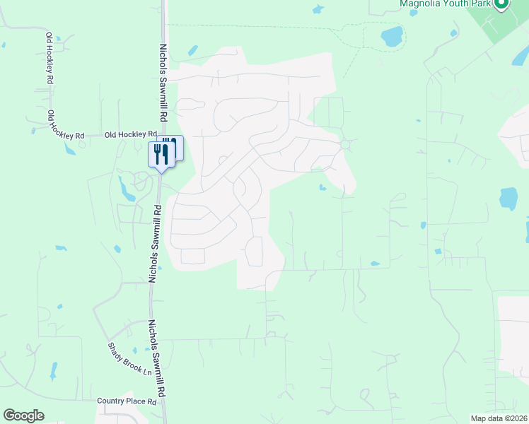 map of restaurants, bars, coffee shops, grocery stores, and more near 18828 Sawtooth Oak Ct in Magnolia
