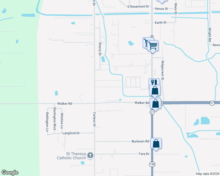 map of restaurants, bars, coffee shops, grocery stores, and more near 448 Gerald Dr in Sulphur