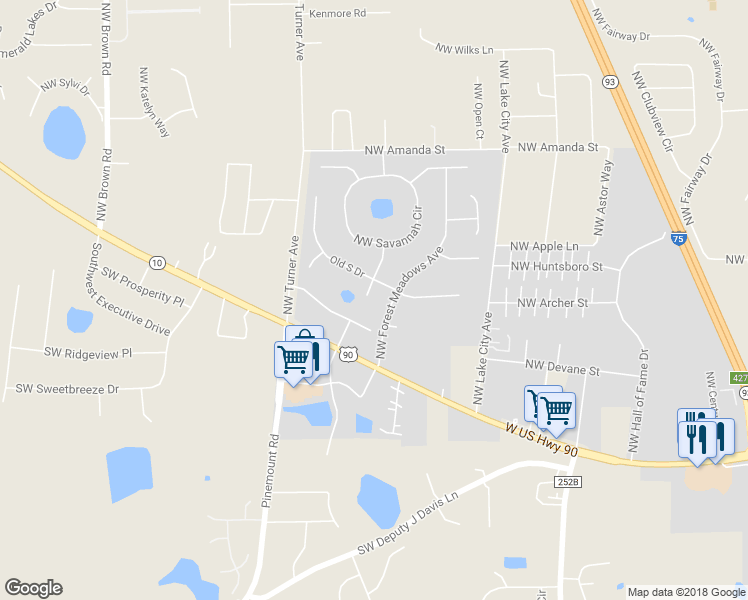map of restaurants, bars, coffee shops, grocery stores, and more near 271 Northwest Colquitt Way in Lake City