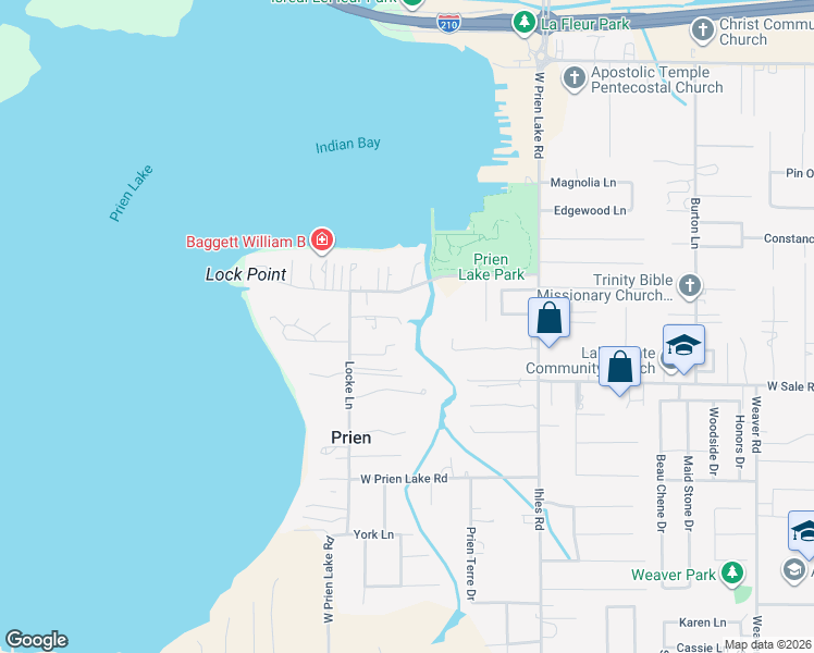 map of restaurants, bars, coffee shops, grocery stores, and more near 3001 Lizlynn Lane in Lake Charles
