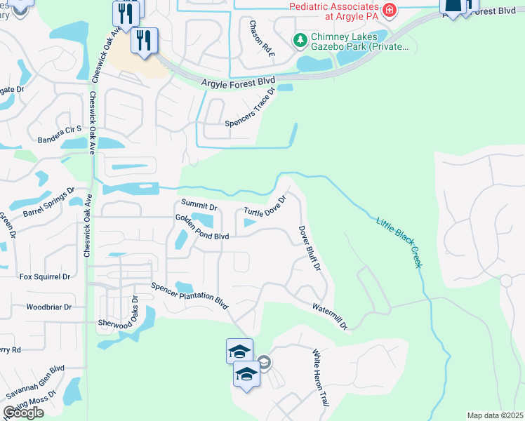map of restaurants, bars, coffee shops, grocery stores, and more near 334 Turtle Dove Drive in Orange Park