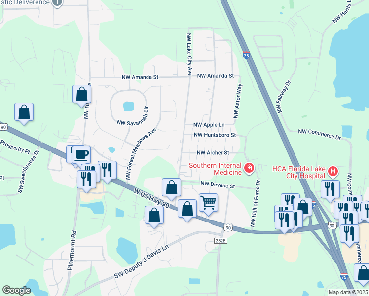 map of restaurants, bars, coffee shops, grocery stores, and more near 425 Northwest Lake City Avenue in Lake City