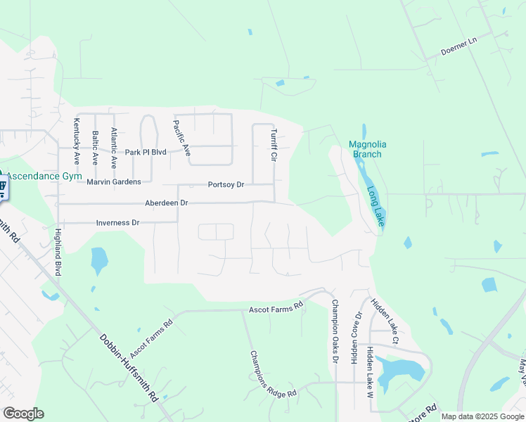 map of restaurants, bars, coffee shops, grocery stores, and more near 28907 Aberdeen Drive in Magnolia