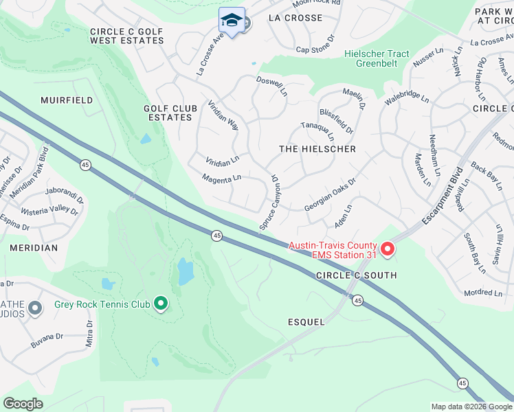 map of restaurants, bars, coffee shops, grocery stores, and more near 6709 Magenta Lane in Austin
