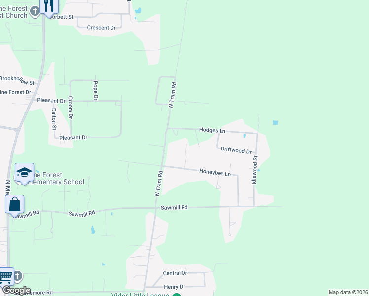 map of restaurants, bars, coffee shops, grocery stores, and more near 4410 North Tram Road in Vidor