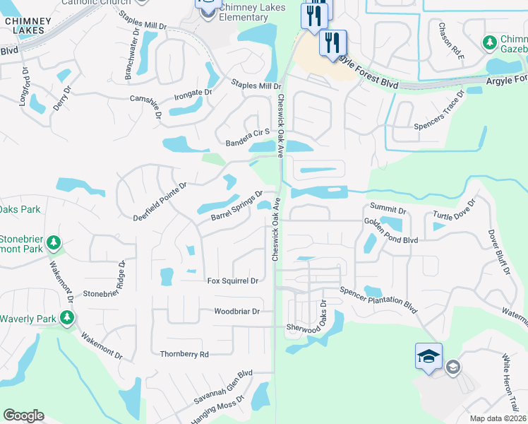 map of restaurants, bars, coffee shops, grocery stores, and more near 3100 Fox Squirrel Drive in Orange Park