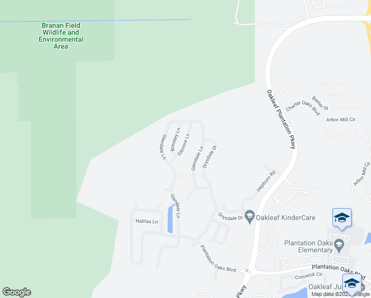 map of restaurants, bars, coffee shops, grocery stores, and more near 263 Gilmore Lane in Orange Park