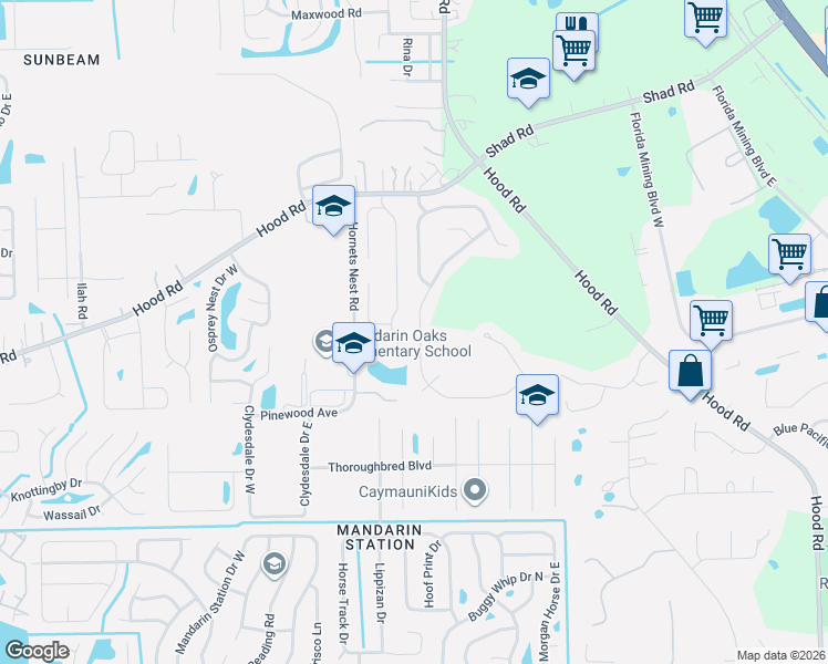 map of restaurants, bars, coffee shops, grocery stores, and more near 10371 Triple Crown Avenue in Jacksonville