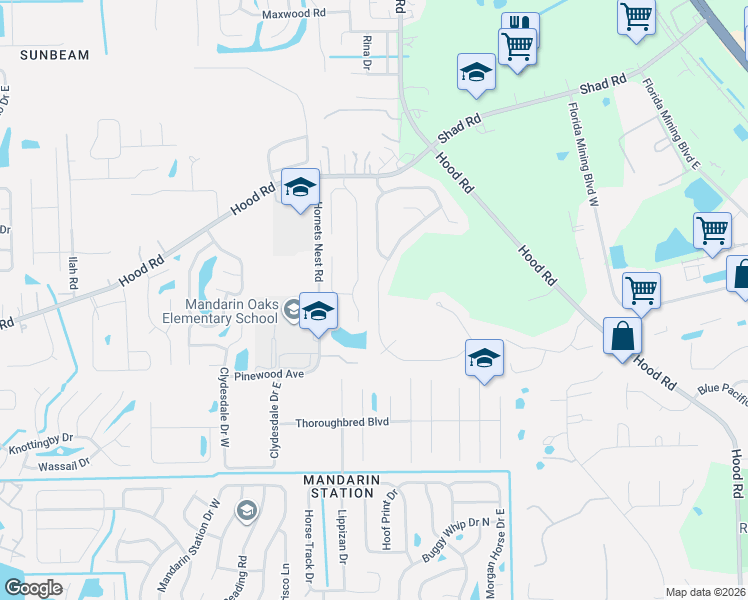 map of restaurants, bars, coffee shops, grocery stores, and more near 10371 Triple Crown Avenue in Jacksonville